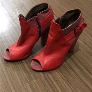 Michael Antonio Red Tonal Peep Toe Bootie